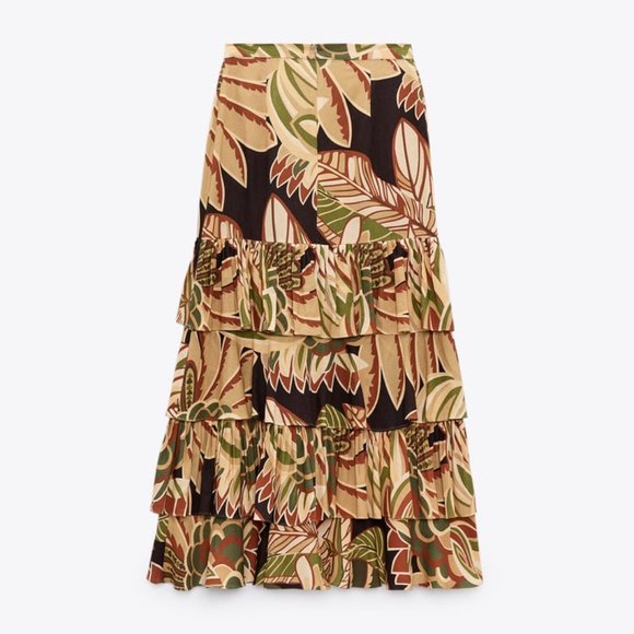 2 PIECES LINEN BLEND RUFFLED PRINTED SKIRT MULTICOLORED WITH TOP REF. 2717/144 - Picture 5 of 5